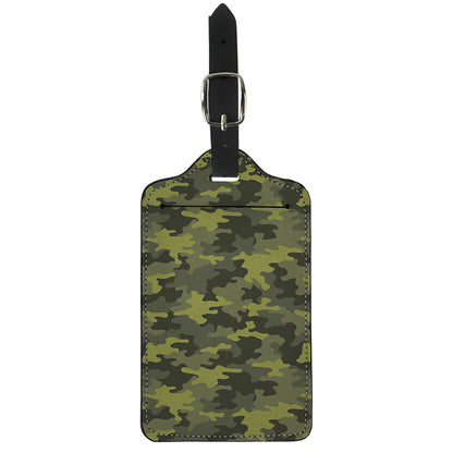 Dark Green Camouflage Print Luggage Tag