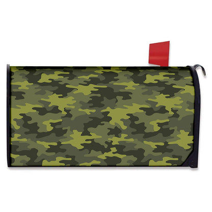 Dark Green Camouflage Print Mailbox Cover