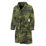 Dark Green Camouflage Print Men's Bathrobe