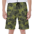 Dark Green Camouflage Print Men's Beach Shorts