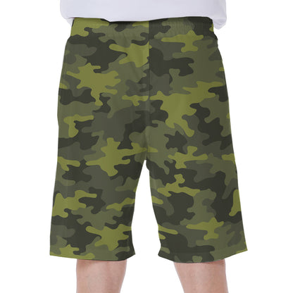 Dark Green Camouflage Print Men's Beach Shorts