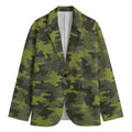 Dark Green Camouflage Print Men's Blazer