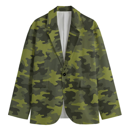 Dark Green Camouflage Print Men's Blazer