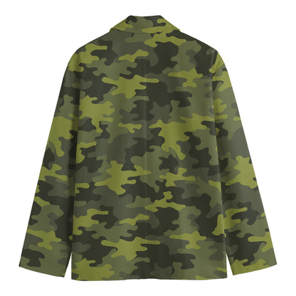 Dark Green Camouflage Print Men's Blazer