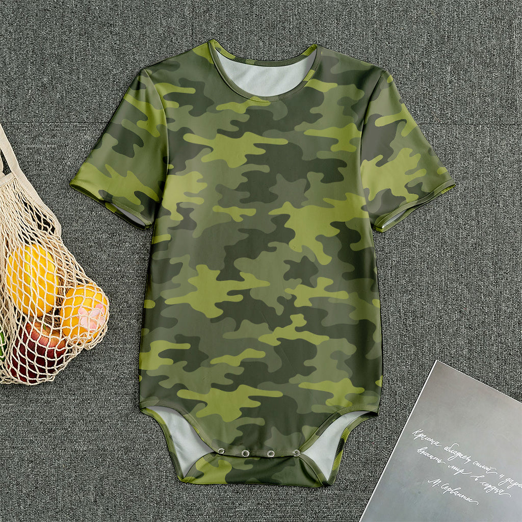 Dark Green Camouflage Print Men's Bodysuit