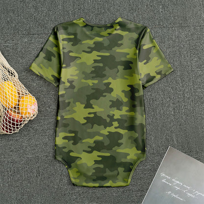 Dark Green Camouflage Print Men's Bodysuit