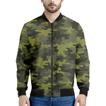 Dark Green Camouflage Print Men's Bomber Jacket