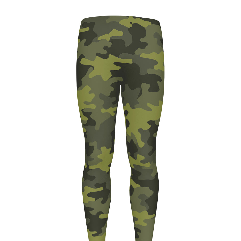 Dark Green Camouflage Print Men's leggings
