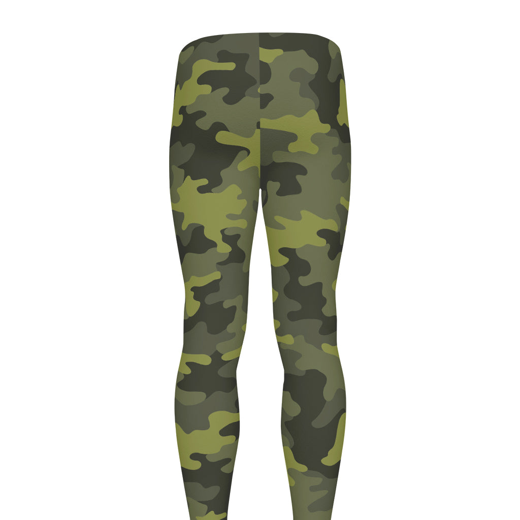Dark Green Camouflage Print Men's leggings