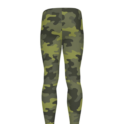 Dark Green Camouflage Print Men's leggings