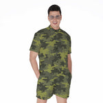 Dark Green Camouflage Print Men's Rompers