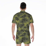 Dark Green Camouflage Print Men's Rompers