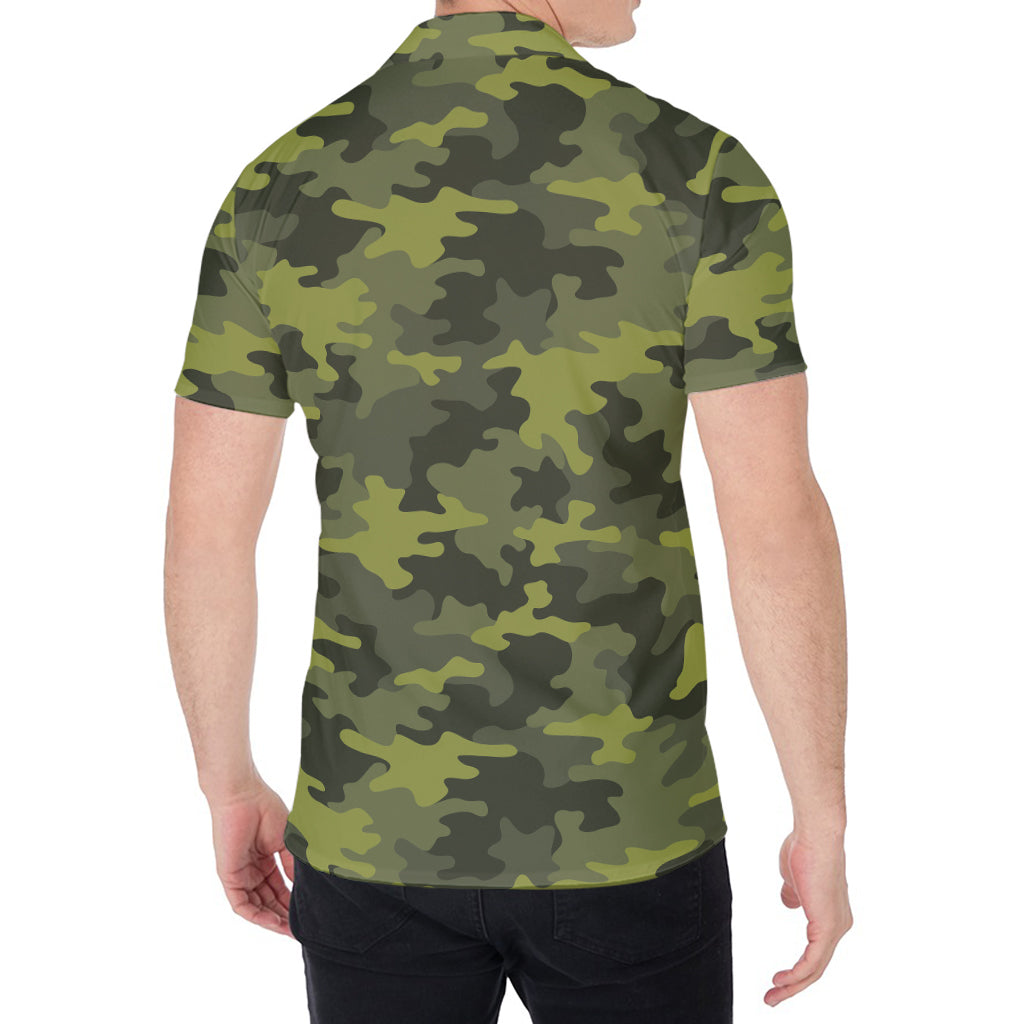 Dark Green Camouflage Print Men's Shirt