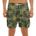Dark Green Camouflage Print Men's Split Running Shorts