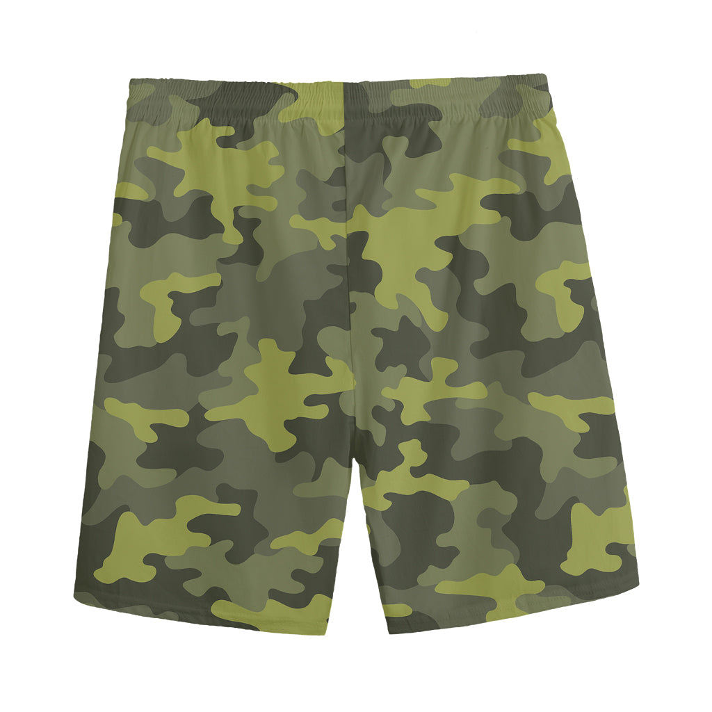 Dark Green Camouflage Print Men's Sports Shorts