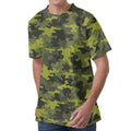 Dark Green Camouflage Print Men's Velvet T-Shirt