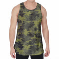 Dark Green Camouflage Print Men's Velvet Tank Top