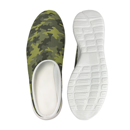 Dark Green Camouflage Print Mesh Casual Shoes