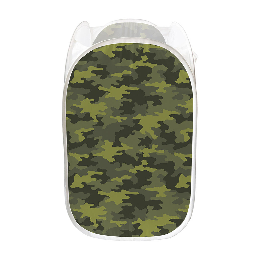 Dark Green Camouflage Print Mesh Laundry Hamper