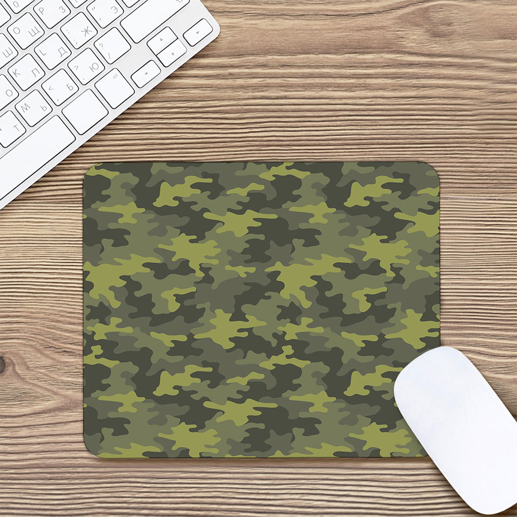 Dark Green Camouflage Print Mouse Pad