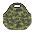 Dark Green Camouflage Print Neoprene Lunch Bag