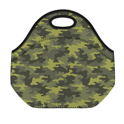 Dark Green Camouflage Print Neoprene Lunch Bag
