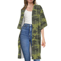 Dark Green Camouflage Print Open Front Beach Cover Up