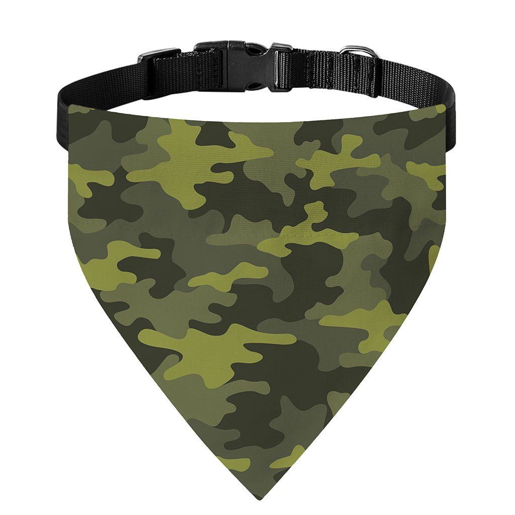 Dark Green Camouflage Print Over The Collar Dog Bandana