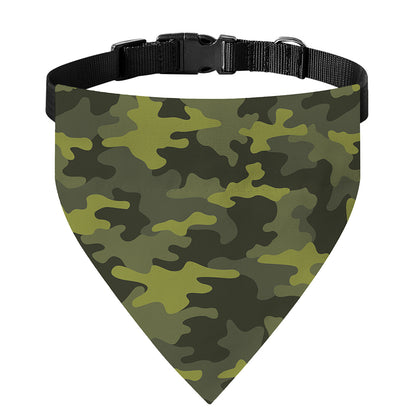 Dark Green Camouflage Print Over The Collar Dog Bandana