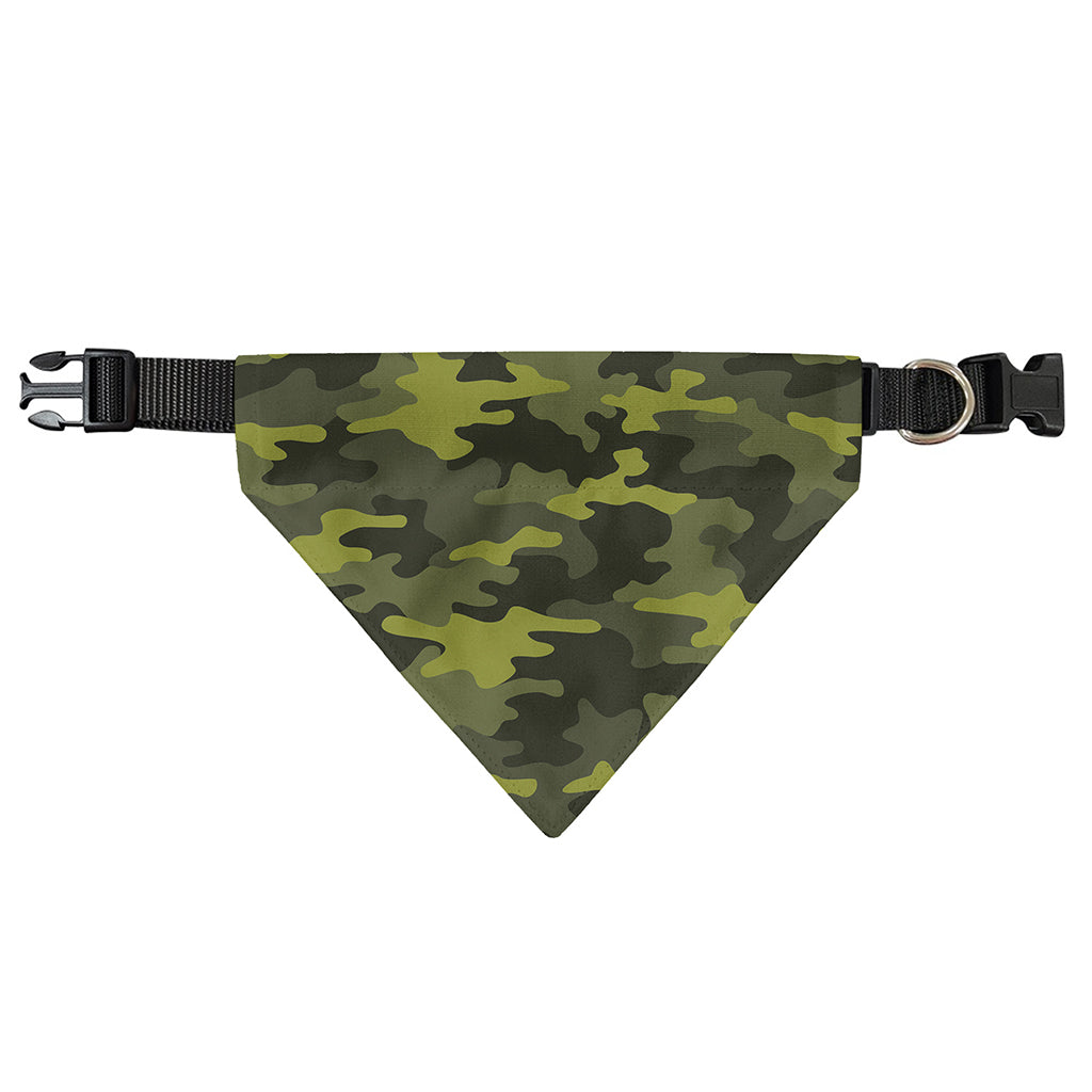 Dark Green Camouflage Print Over The Collar Dog Bandana