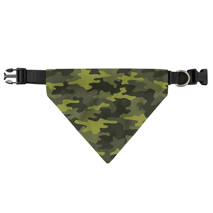 Dark Green Camouflage Print Over The Collar Dog Bandana