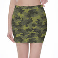 Dark Green Camouflage Print Pencil Mini Skirt