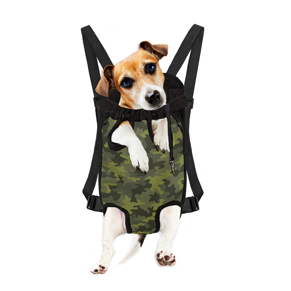 Dark Green Camouflage Print Pet Carrier Backpack
