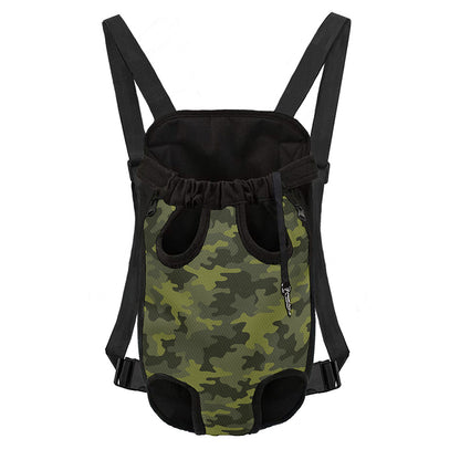 Dark Green Camouflage Print Pet Carrier Backpack
