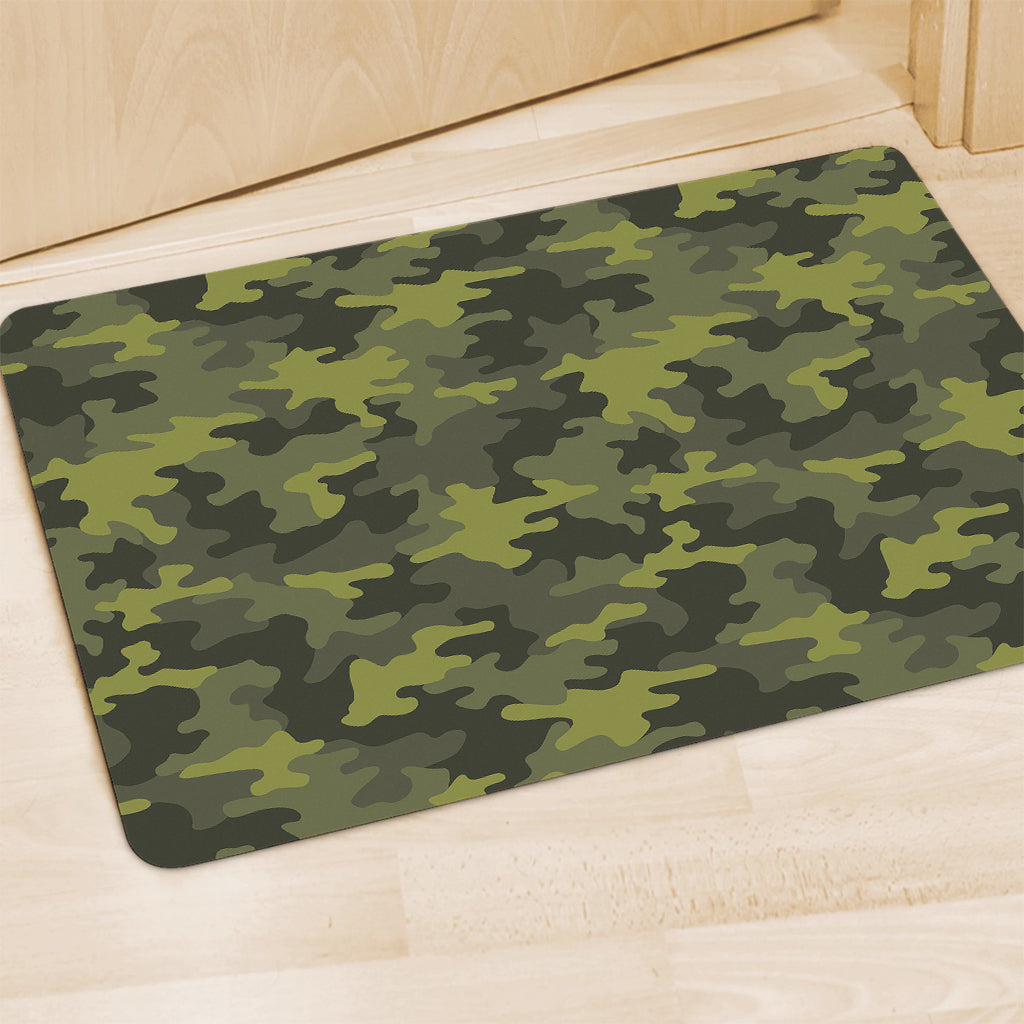 Dark Green Camouflage Print Polyester Doormat