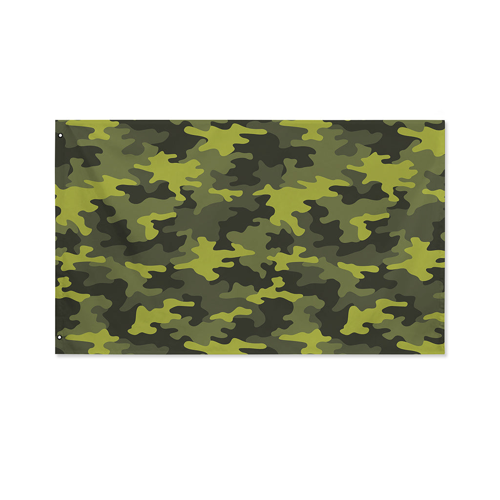 Dark Green Camouflage Print Polyester Flag