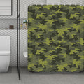 Dark Green Camouflage Print Polyester Shower Curtain