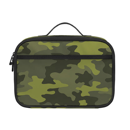Dark Green Camouflage Print Portable Lunch Bag