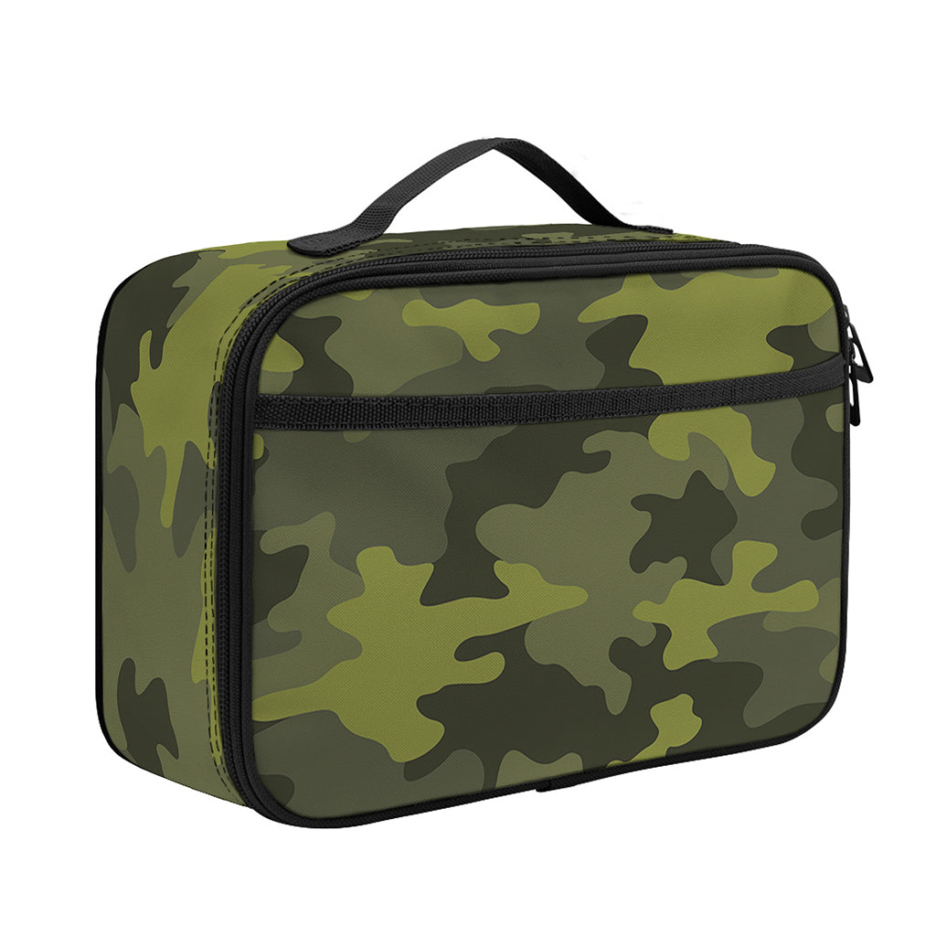 Dark Green Camouflage Print Portable Lunch Bag