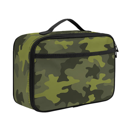 Dark Green Camouflage Print Portable Lunch Bag