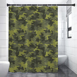 Dark Green Camouflage Print Premium Shower Curtain