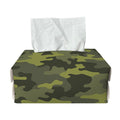 Dark Green Camouflage Print Rectangle Tissue Box Cover