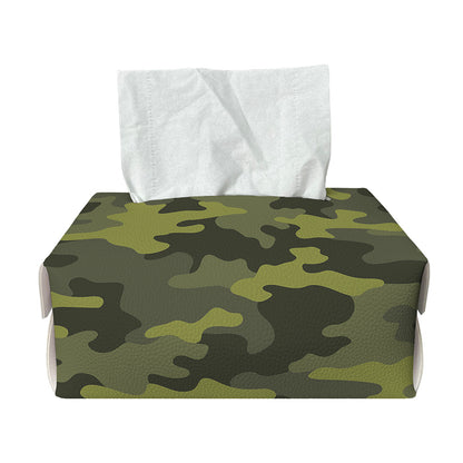 Dark Green Camouflage Print Rectangle Tissue Box Cover
