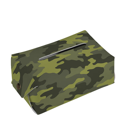 Dark Green Camouflage Print Rectangle Tissue Box Cover