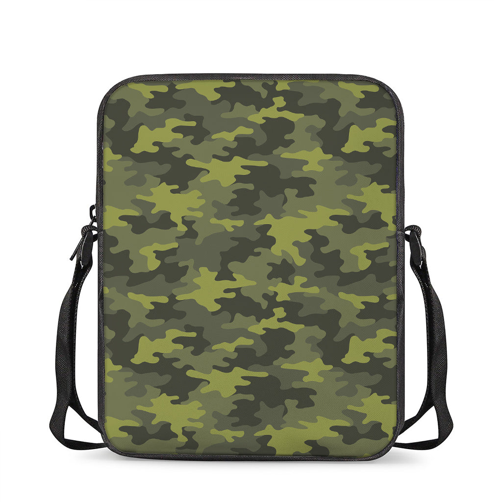 Dark Green Camouflage Print Rectangular Crossbody Bag