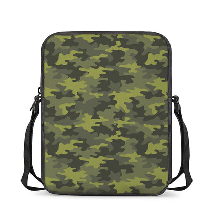Dark Green Camouflage Print Rectangular Crossbody Bag
