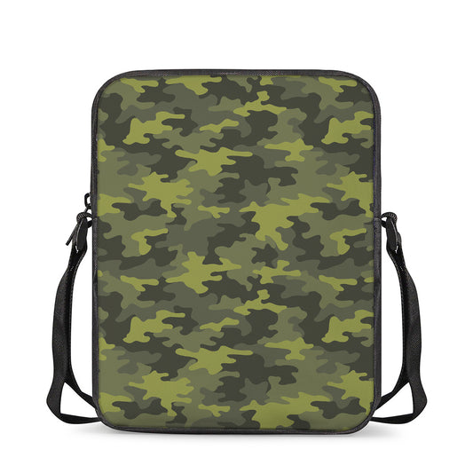 Dark Green Camouflage Print Rectangular Crossbody Bag