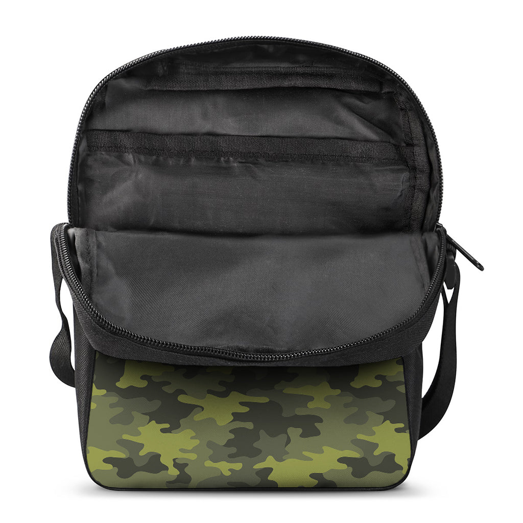 Dark Green Camouflage Print Rectangular Crossbody Bag