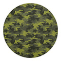 Dark Green Camouflage Print Round Blanket