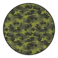 Dark Green Camouflage Print Round Floor Mat